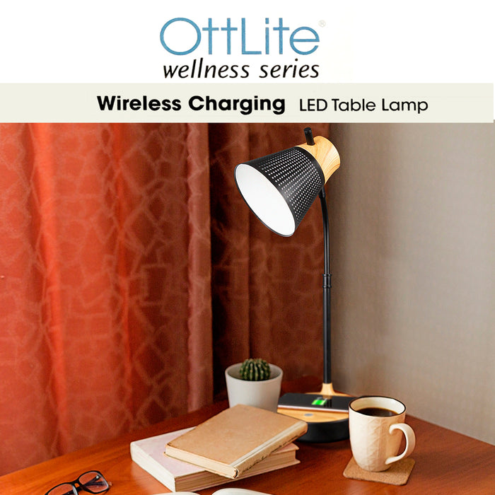 Ottlite Wellness Series 3 Color LED Table / Desk Lamp With Wireless Charging