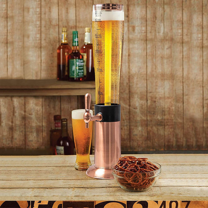 Refinery Beer Tower 2.6L With Tap Ice Drink Dispenser Beverage Bar Tube Copper