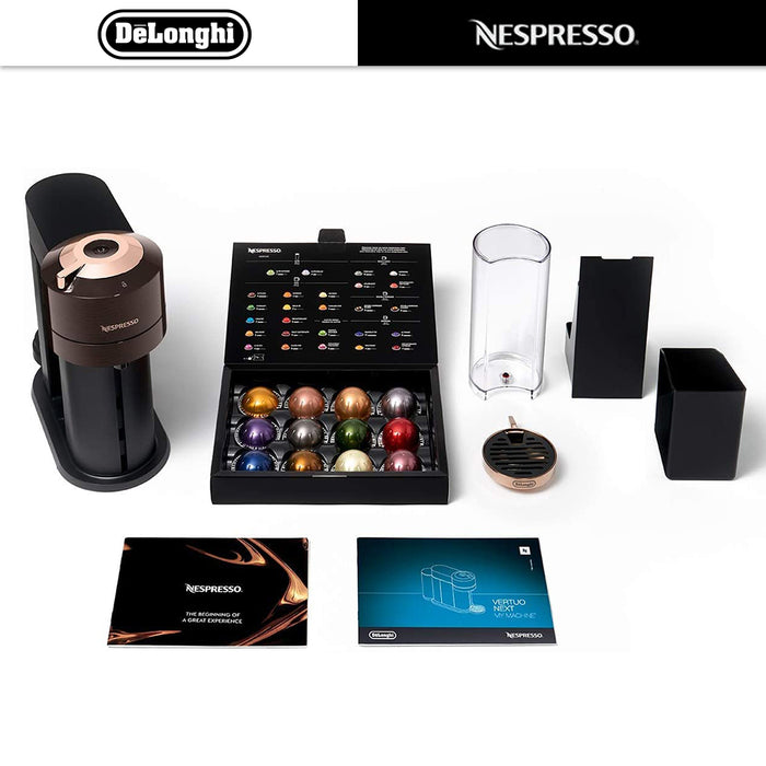 Delonghi Nespresso Vertuo Next Deluxe Coffee Machine With Aeroccino Gold / Silve