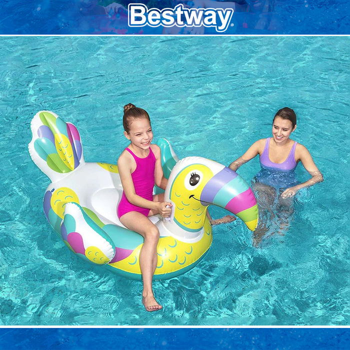 Bestway Toucan Ride On Swimming Pool Float For Kids 173x91cm/68"x36"