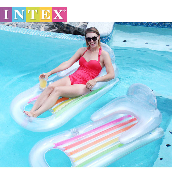 INTEX 160cmx85cm King Kool Lounges Pool Mattress Chair With Cup Holders