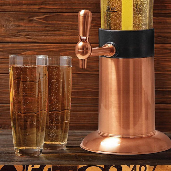 Refinery Beer Tower 2.6L With Tap Ice Drink Dispenser Beverage Bar Tube Copper