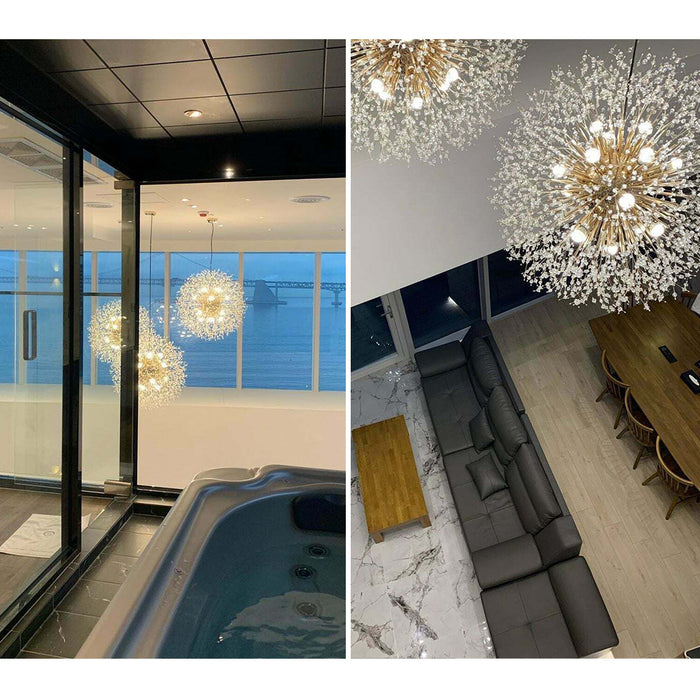60cm Stainless Steel Frame Firefly Chandelier Dandelion Ceiling Pendant Light