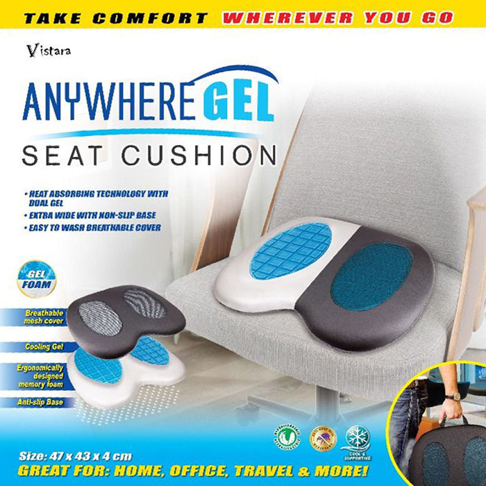 Car Cooling Gel Travel Cushion With Hold Handle Washable Breathable Mesh Cover