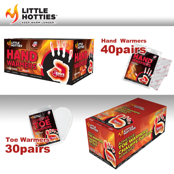 Little Hotties Socks Heater Snow Ski 40pair Hand Warmers or 30pair Toe Warmers