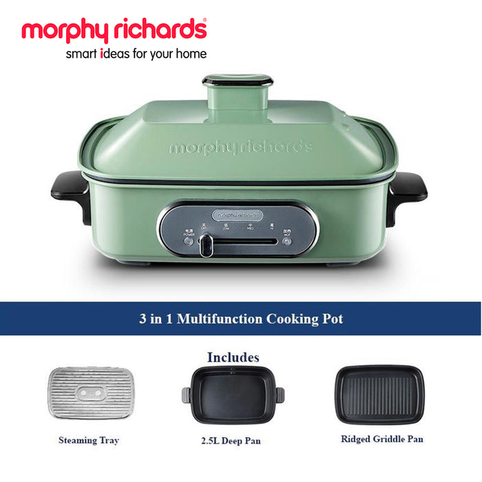 M3in1 Ultifunction Cooking Pot Red/Green For BBQ Grill Steaming Morphy Richards