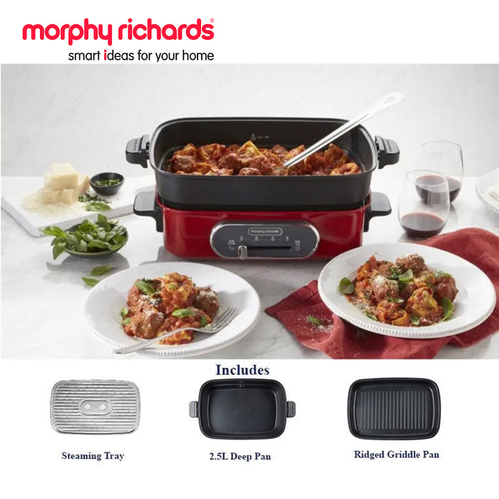 M3in1 Ultifunction Cooking Pot Red/Green For BBQ Grill Steaming Morphy Richards