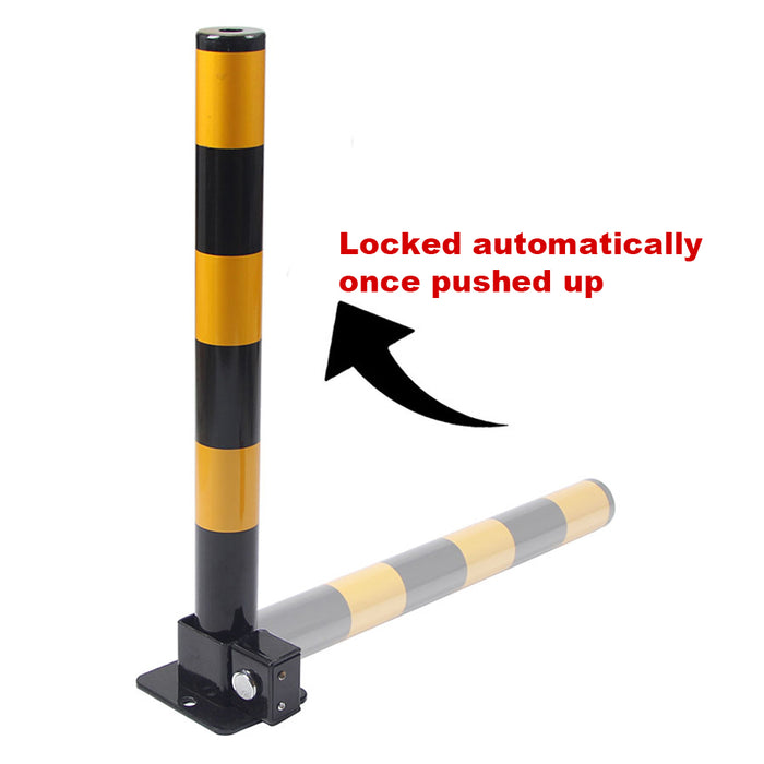 Car Parking Lock Safety Bollard Locker Barrier Fold Down Vehicle Security Black and Red