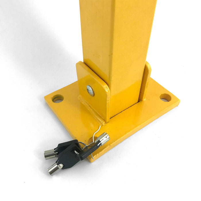 Square Heavy Duty Fold Down Security Parking Post Lock Safety Barrier 3 Keys