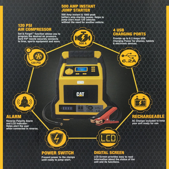 CAT Power Station 1000 Peak Amp Jump Starter Professional Air Compressor