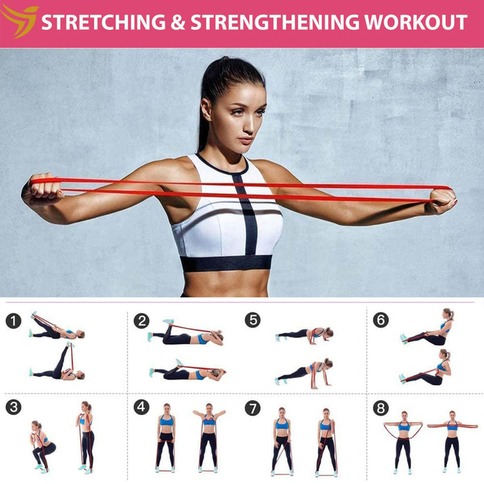 21 Pieces Resistance Exercise Bands Fitness Heavy Duty Band Bundle Complete Home Workout Tube Booty Bands Gliding Core Sliders