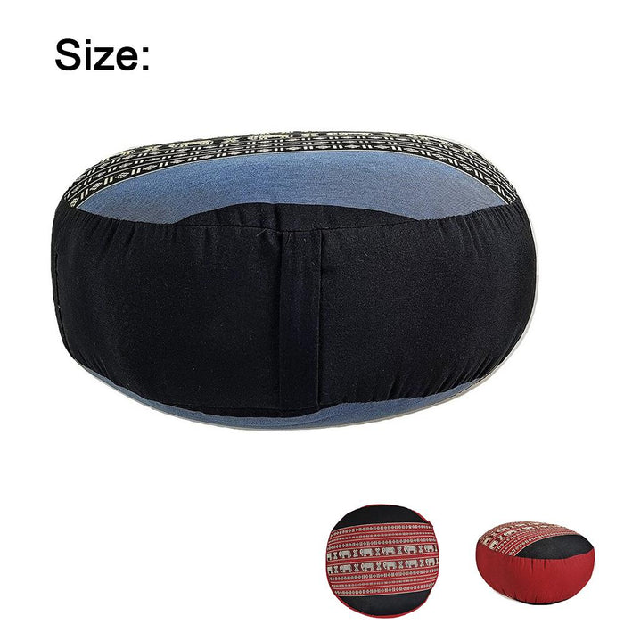 Thai Blue Elephant Kapok Filled Zafu Ottoman Pouf Pouffe Round Meditation Cushion Floor Seat