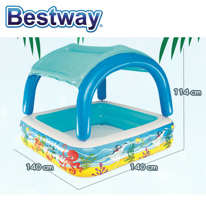 Bestway Inflatable Sun Shade Pool Kids Sealife With A Removable Shade