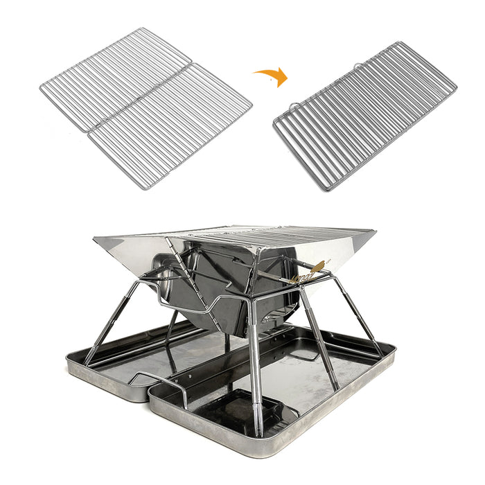 MangoTrees Stainless steel Foldable Charcoal BBQ Grill Camping Lightweight Portable