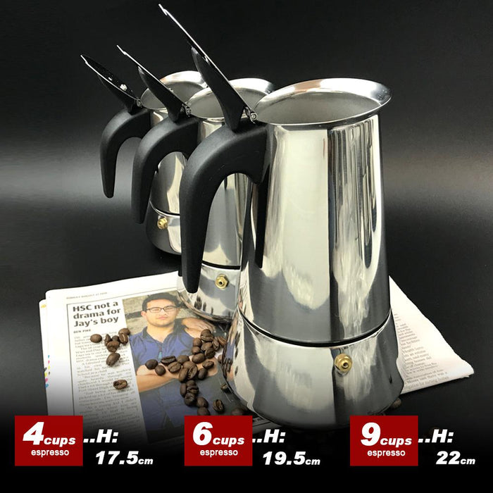 9Cups Stainless Steel Stove Top Espresso Italian Coffee Maker Percolator Moka Pot