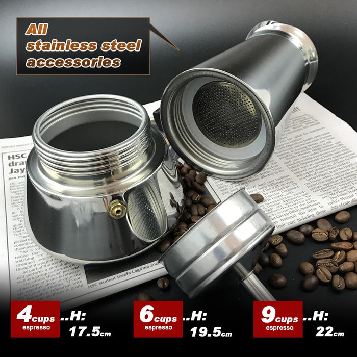 9Cups Stainless Steel Stove Top Espresso Italian Coffee Maker Percolator Moka Pot