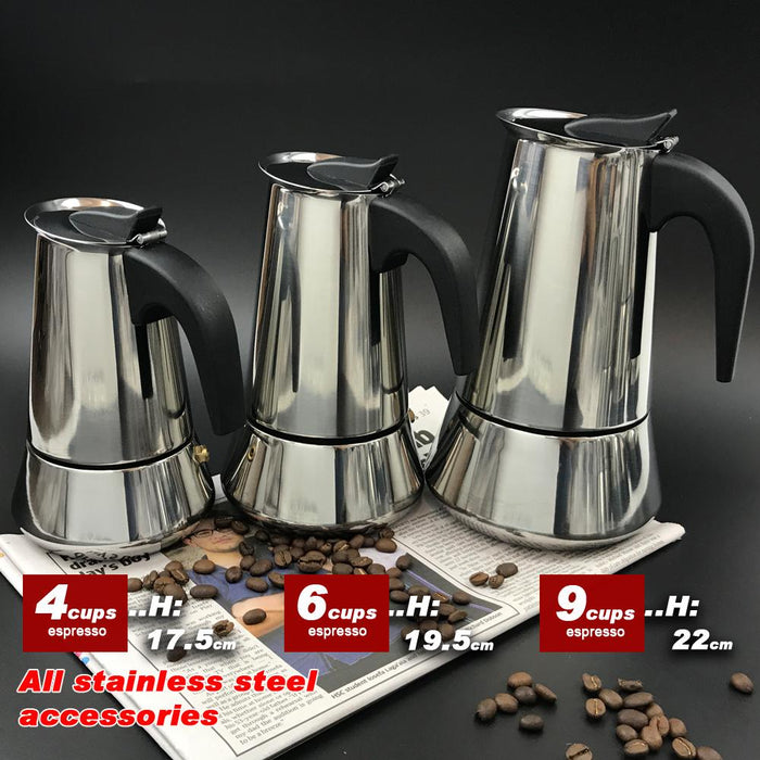 6Cups Stainless Steel Stove Top Espresso Italian Coffee Maker Percolator Moka Pot