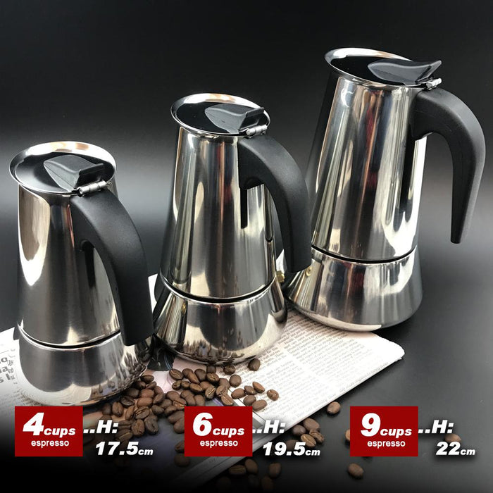 6Cups Stainless Steel Stove Top Espresso Italian Coffee Maker Percolator Moka Pot