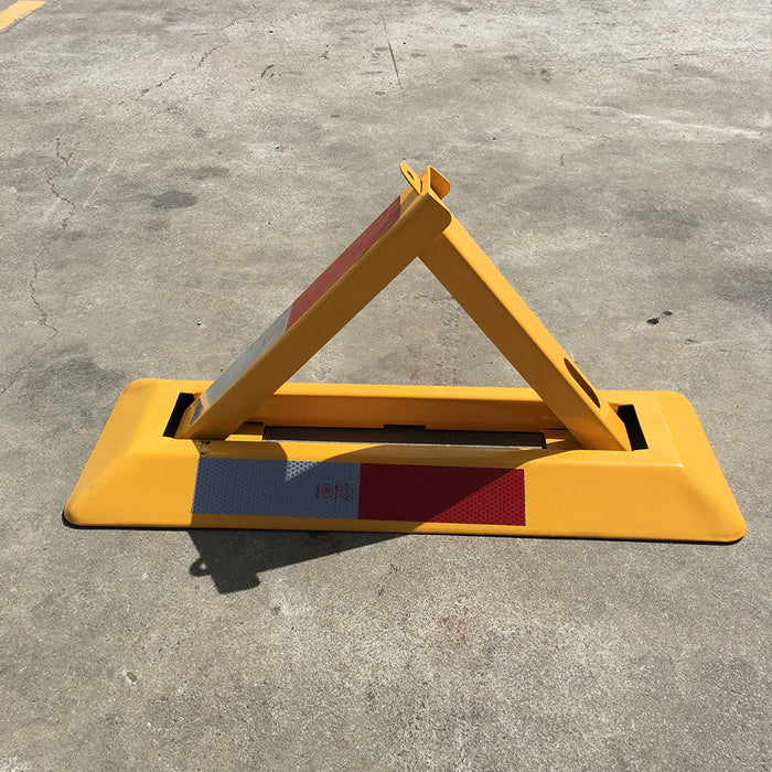 Triangle Lockable Parking Barrier Fold Down Vehicle Security Car Parking Lock Safety Reflective Stripe Barrier