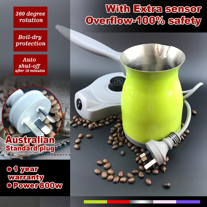 Electric Turkish Greek Arabic Coffee Maker Pot Automatic Sensor Anti Overflow