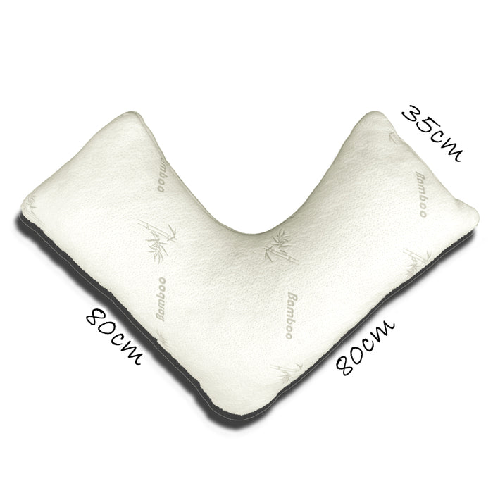 Boomerang V TRI SHAPE Pillow Shred Memory Foam With Bamboo Fabric Cover