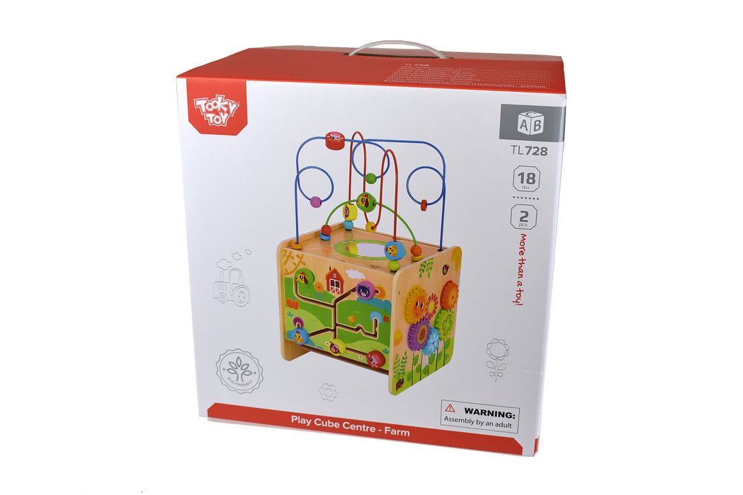 Tooky Toy  Kids/Toddlers Wooden PLAY CUBE CENTRE 18m+ - FARM