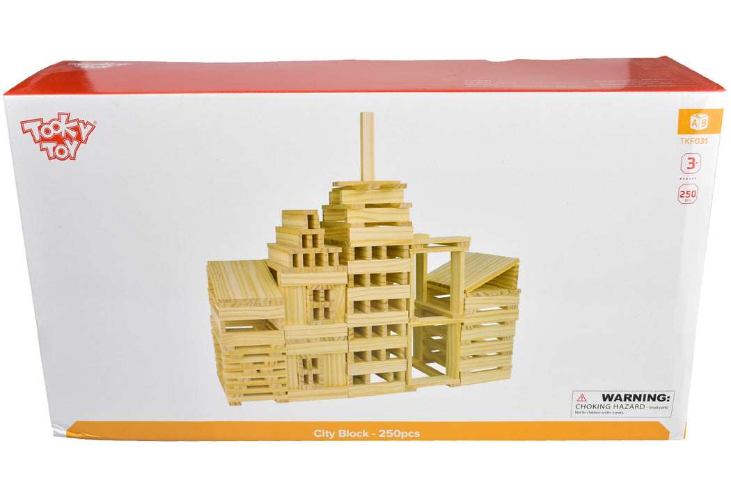 Tooky Toy CITY BLOCK Wooden Building Blocks Kids Toy Construction Creative Play Gift - 250PCS